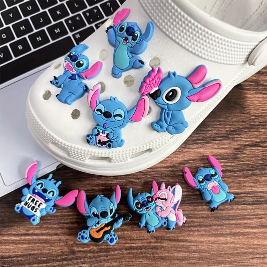 8PCS Disney Stitch Series Shoe Buckles Cute Cartoon Pattern Shoe Charms Detachable Shoe Buckles Decorative Accessories